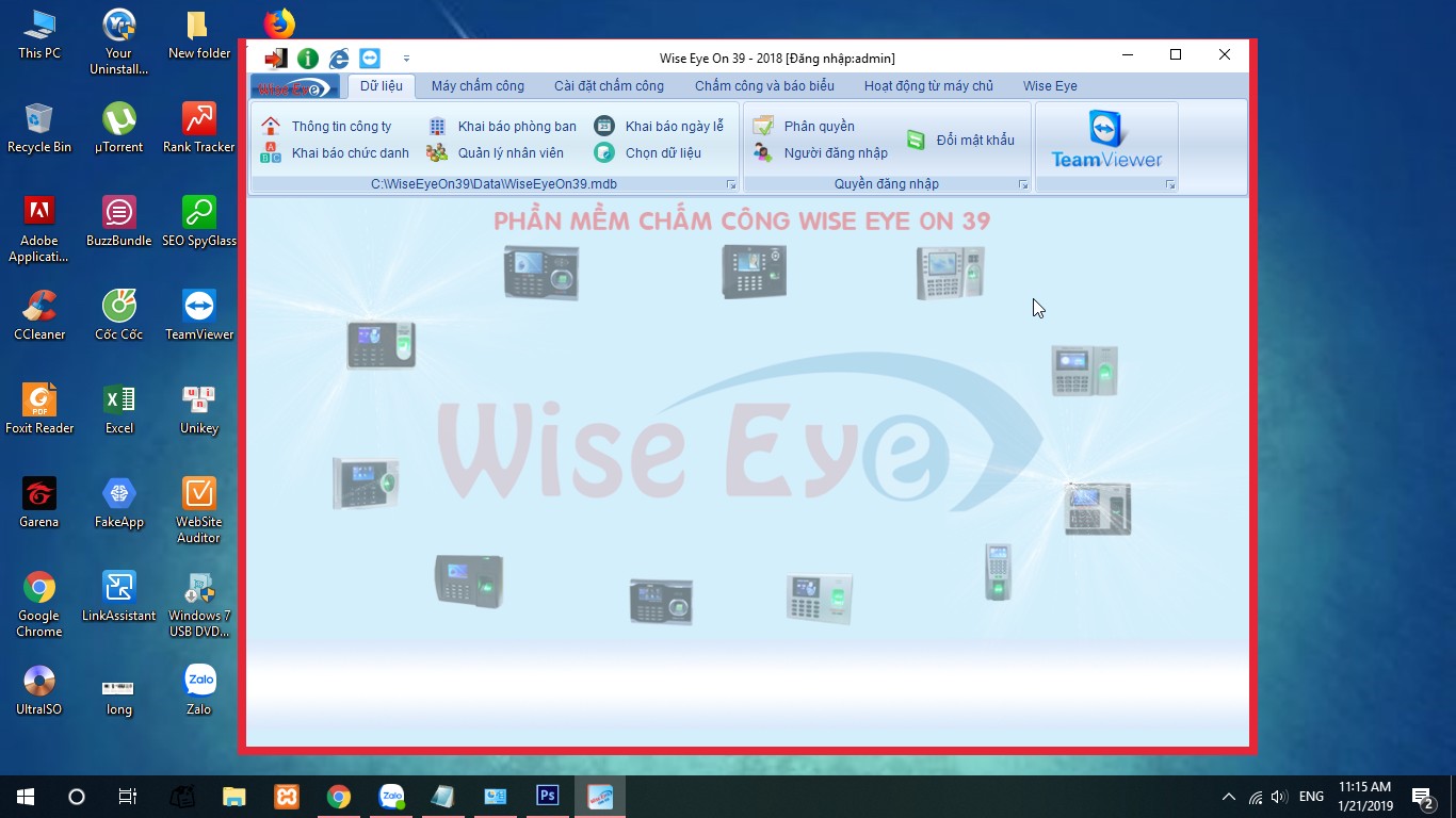 phần mềm chấm công wise eye on 39