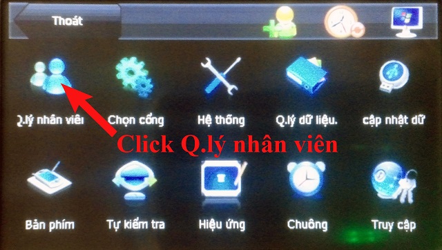 menu máy chấm công